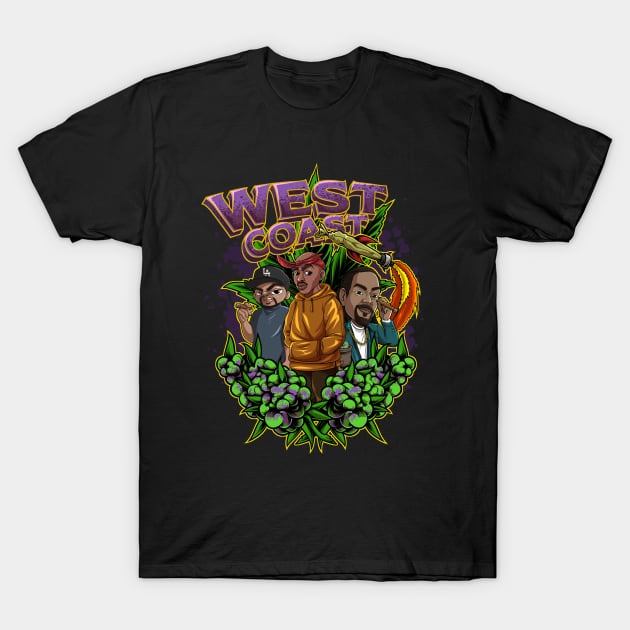 West Coast Rapper Illustration T-Shirt by namanyastudios